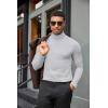 COOFANDY Mens Turtleneck Shirts Slim Fit Shirt Tops Lightweight Pullover Thermal Sweater Casual Long Sleeve Shirt(Light Gray)