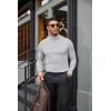 COOFANDY Mens Turtleneck Shirts Slim Fit Shirt Tops Lightweight Pullover Thermal Sweater Casual Long Sleeve Shirt(Light Gray)