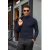 COOFANDY Mens Turtleneck Shirts Slim Fit Shirt Tops Lightweight Pullover Thermal Sweater Casual Long Sleeve Shirt(Navy Blue)