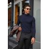 COOFANDY Mens Turtleneck Shirts Slim Fit Shirt Tops Lightweight Pullover Thermal Sweater Casual Long Sleeve Shirt(Navy Blue)