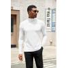 COOFANDY Mens Turtleneck Shirts Slim Fit Shirt Tops Lightweight Pullover Thermal Sweater Casual Long Sleeve Shirt(White)