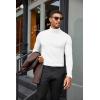 COOFANDY Mens Turtleneck Shirts Slim Fit Shirt Tops Lightweight Pullover Thermal Sweater Casual Long Sleeve Shirt(White)