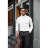 COOFANDY Mens Turtleneck Shirts Slim Fit Shirt Tops Lightweight Pullover Thermal Sweater Casual Long Sleeve Shirt(White)