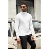 COOFANDY Mens Turtleneck Shirts Slim Fit Shirt Tops Lightweight Pullover Thermal Sweater Casual Long Sleeve Shirt(White)
