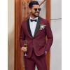 COOFANDY Mens Tuxedo Suit Set Slim Fit 2 Piece Dress Suit Shawl Lapel Tuxedo Jacket Pants for Wedding Dinner Prom Party(Wine Red)