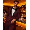 COOFANDY Mens Tuxedo Suit Set Slim Fit 2 Piece Dress Suit Shawl Lapel Tuxedo Jacket Pants for Wedding Dinner Prom Party(Wine Red)