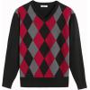 COOFANDY Men’s V Neck Sweater Lightweight Knitted Pullover Sweaters(Black-diamond Pattern)
