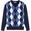 COOFANDY Men’s V Neck Sweater Lightweight Knitted Pullover Sweaters(Blue-diamond Pattern)