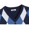 COOFANDY Men’s V Neck Sweater Lightweight Knitted Pullover Sweaters(Blue-diamond Pattern)