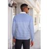 COOFANDY Men’s V Neck Sweater Lightweight Knitted Pullover Sweaters(Blue-striped)