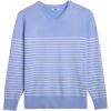 COOFANDY Men’s V Neck Sweater Lightweight Knitted Pullover Sweaters(Blue-striped)