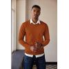 COOFANDY Men’s V Neck Sweater Lightweight Knitted Pullover Sweaters(Caramel)