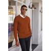 COOFANDY Men’s V Neck Sweater Lightweight Knitted Pullover Sweaters(Caramel)