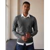 COOFANDY Men’s V Neck Sweater Lightweight Knitted Pullover Sweaters(Dark Grey)