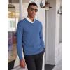 COOFANDY Men’s V Neck Sweater Lightweight Knitted Pullover Sweaters(Denim Blue)