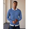 COOFANDY Men’s V Neck Sweater Lightweight Knitted Pullover Sweaters(Denim Blue)