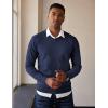 COOFANDY Men’s V Neck Sweater Lightweight Knitted Pullover Sweaters(Navy Blue)
