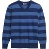COOFANDY Men’s V Neck Sweater Lightweight Knitted Pullover Sweaters(Navy-striped)