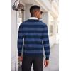 COOFANDY Men’s V Neck Sweater Lightweight Knitted Pullover Sweaters(Navy-striped)