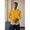 COOFANDY Men’s V Neck Sweater Lightweight Knitted Pullover Sweaters(Yellow)