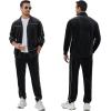 COOFANDY Mens Velour Tracksuits 2 Piece Set Outfits Zip Up Sweatsuits Velvet Jacket Pants Set(Black)