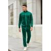 COOFANDY Mens Velour Tracksuits 2 Piece Set Outfits Zip Up Sweatsuits Velvet Jacket Pants Set(Evergreen)