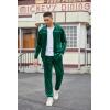 COOFANDY Mens Velour Tracksuits 2 Piece Set Outfits Zip Up Sweatsuits Velvet Jacket Pants Set(Evergreen)