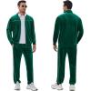 COOFANDY Mens Velour Tracksuits 2 Piece Set Outfits Zip Up Sweatsuits Velvet Jacket Pants Set(Evergreen)