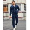COOFANDY Mens Velour Tracksuits 2 Piece Set Outfits Zip Up Sweatsuits Velvet Jacket Pants Set(Navy)