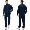 COOFANDY Mens Velour Tracksuits 2 Piece Set Outfits Zip Up Sweatsuits Velvet Jacket Pants Set(Navy)
