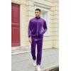 COOFANDY Mens Velour Tracksuits 2 Piece Set Outfits Zip Up Sweatsuits Velvet Jacket Pants Set(Purple)