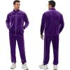 COOFANDY Mens Velour Tracksuits 2 Piece Set Outfits Zip Up Sweatsuits Velvet Jacket Pants Set(Purple)