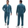 COOFANDY Mens Velour Tracksuits 2 Piece Set Outfits Zip Up Sweatsuits Velvet Jacket Pants Set(Teal)