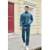 COOFANDY Mens Velour Tracksuits 2 Piece Set Outfits Zip Up Sweatsuits Velvet Jacket Pants Set(Teal)