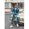 COOFANDY Mens Velour Tracksuits 2 Piece Set Outfits Zip Up Sweatsuits Velvet Jacket Pants Set(Teal)