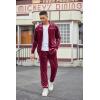 COOFANDY Mens Velour Tracksuits 2 Piece Set Outfits Zip Up Sweatsuits Velvet Jacket Pants Set(Wine Red)