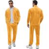 COOFANDY Mens Velour Tracksuits 2 Piece Set Outfits Zip Up Sweatsuits Velvet Jacket Pants Set(Yellow)