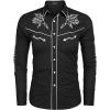 COOFANDY Men’s Western Cowboy Shirt Long Sleeve Embroidered Shirt Slim Fit Cotton Casual Button Down Shirt(01-black)