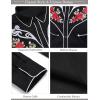 COOFANDY Men’s Western Cowboy Shirt Long Sleeve Embroidered Shirt Slim Fit Cotton Casual Button Down Shirt(Black (Retro Rose))