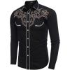 COOFANDY Men’s Western Cowboy Shirt Long Sleeve Embroidered Shirt Slim Fit Cotton Casual Button Down Shirt(Black-pat9)