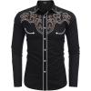 COOFANDY Men’s Western Cowboy Shirt Long Sleeve Embroidered Shirt Slim Fit Cotton Casual Button Down Shirt(Black-pat9)