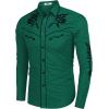 COOFANDY Men’s Western Cowboy Shirt Long Sleeve Embroidered Shirt Slim Fit Cotton Casual Button Down Shirt(Green)