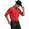 COOFANDY Men’s Western Cowboy Shirt Long Sleeve Embroidered Shirt Slim Fit Cotton Casual Button Down Shirt(Red (White))