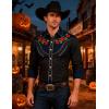 COOFANDY Men’s Western Cowboy Shirt Long Sleeve Slim Fit Rose Embroidered Cotton Casual Button Down Shirts(Black (Retro Rose))