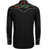 COOFANDY Men’s Western Cowboy Shirt Long Sleeve Slim Fit Rose Embroidered Cotton Casual Button Down Shirts(Pure Black (Retro Rose))