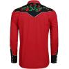 COOFANDY Men’s Western Cowboy Shirt Long Sleeve Slim Fit Rose Embroidered Cotton Casual Button Down Shirts(Red (Retro Rose))