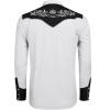 COOFANDY Men’s Western Cowboy Shirt Long Sleeve Slim Fit Rose Embroidered Cotton Casual Button Down Shirts(White)