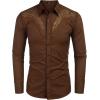 COOFANDY Men’s Western Shirts Long Sleeve Embroideres Cowboy Shirts Casual Button Down Shirt(01-coffee(pattern1))
