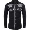 COOFANDY Men’s Western Shirts Long Sleeve Embroideres Cowboy Shirts Casual Button Down Shirt(Black & White)