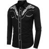 COOFANDY Men’s Western Shirts Long Sleeve Embroideres Cowboy Shirts Casual Button Down Shirt(Black & White(pattern1))